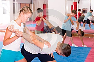 Kids exercising self-defense movements