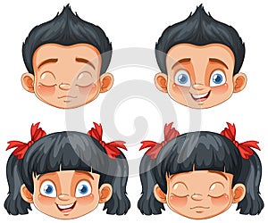 Kids faces showing different expressions