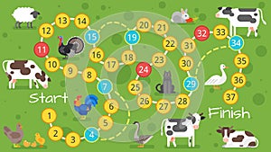 Kids farm board game template