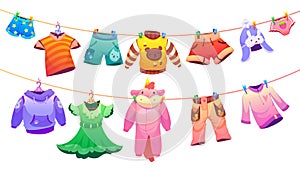 Kids fashion garment on clothes line