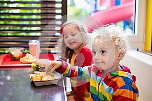 Kids in a fast food restaurant