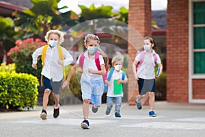 Kids on first school day after quarantine photo