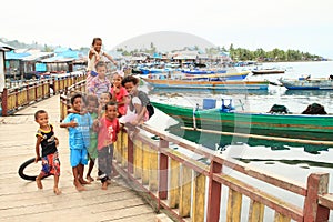 Kids in fishermen village in Manokwari