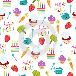 Kids food menu background vector illustration