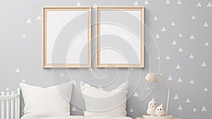 Kids Frame Poster mockup. Scandinavian interior. Mock up frame in children room. generative ai