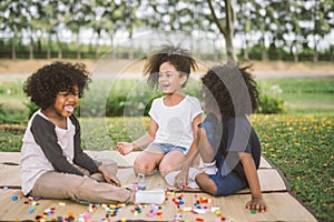 Kids and friend happy.