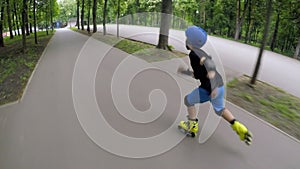 Kids fun cardio training inline skating boy speed