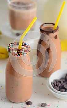 Kids fun food banana and chocolate shake