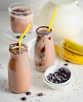 Kids fun food banana and chocolate shake