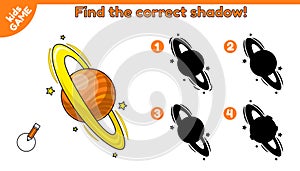kids game Find the correct shadow planet Saturn