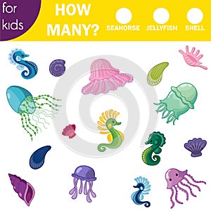 Kids game how many sea life set