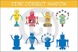 Kids game with robots,find correct shadows,template page