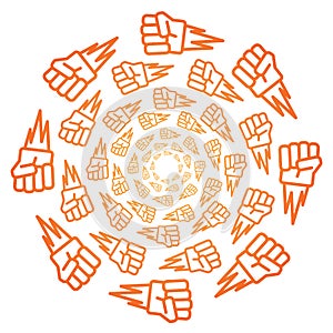 Kids game Rock-paper-scissors gradient orange icon pattern