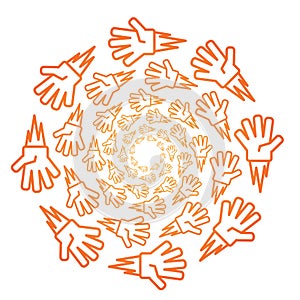 Kids game Rock-paper-scissors gradient orange icon pattern on white