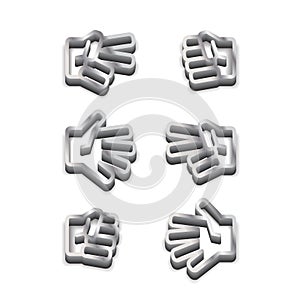 Kids game Rock-paper-scissors metallic black and white icon on white background