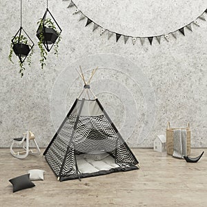 Kids game room interior image. 3D Rendering