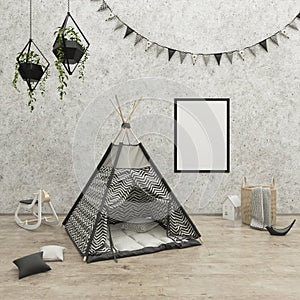 Kids game room interior image. 3D Rendering