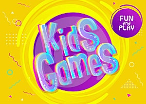 Kids Games Vector Background in Cartoon Style.