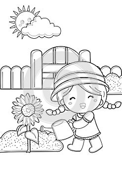 Kids Garden Play Coloring Pages A4 for Kids and Adult