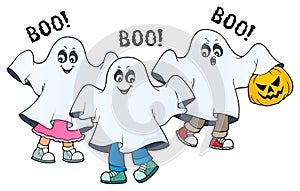 Kids in ghost costumes theme image 2