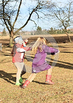 Kids - girls playing blind man's buff photo