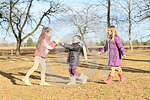 Kids - girls playing blind man's buff photo