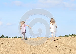 Kids - girls running on field