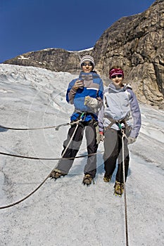 Kids at glacier tour in Norway