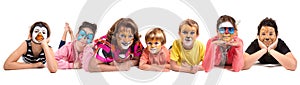 Kids and granny with animal face-paint