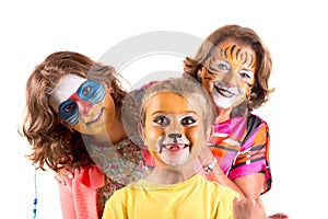 Kids and granny with face-paint