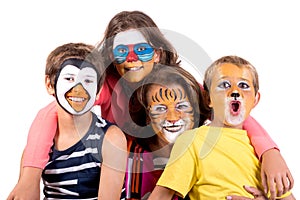 Kids and granny with face-paint