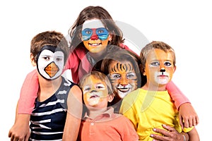 Kids and granny with face-paint