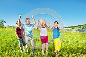 Kids group on a summer day