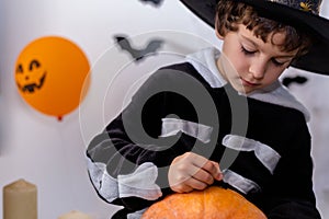 Kids on Halloween. Funny boy in a Halloween costume . Happy Halloween
