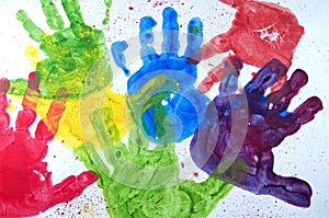 Kids hand paint photo