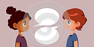 Kids Having a Dialogue Vector Communication Concept Illustration