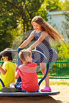 Kids having fun on playground.