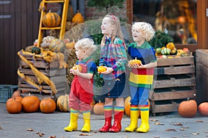 Kids having fun at pumpkin patch