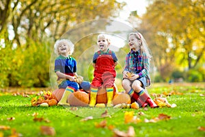 Kids having fun at pumpkin patch