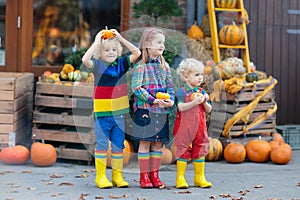 Kids having fun at pumpkin patch