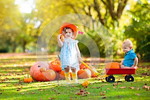 Kids having fun at pumpkin patch