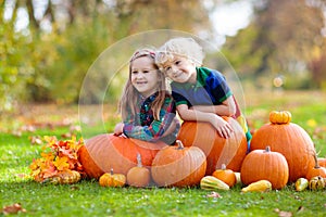 Kids having fun at pumpkin patch