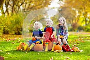 Kids having fun at pumpkin patch