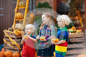 Kids having fun at pumpkin patch