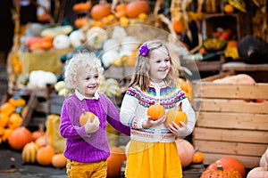 Kids having fun at pumpkin patch