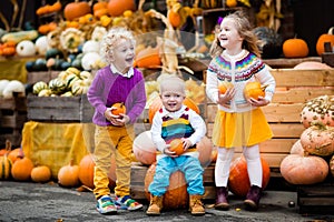 Kids having fun at pumpkin patch