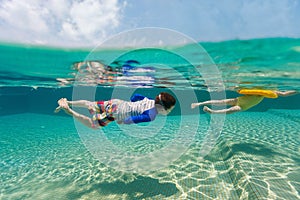 Kids having fun swimming on summer vacation