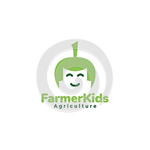 Kids head with fruit farmer logo design vector graphic symbol icon sign illustration creative idea