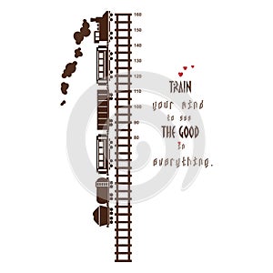 Kids height ruler with a train for wall decals, wall stickers - Vector