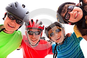 Kids with helmets